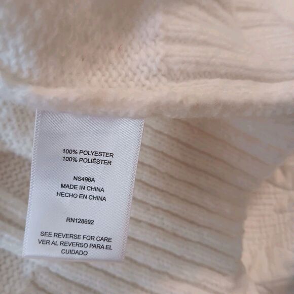 Madden NYC White Cable Knit Crewneck Pullover Sweater Sz M 100% Polyester - Picture 12 of 14